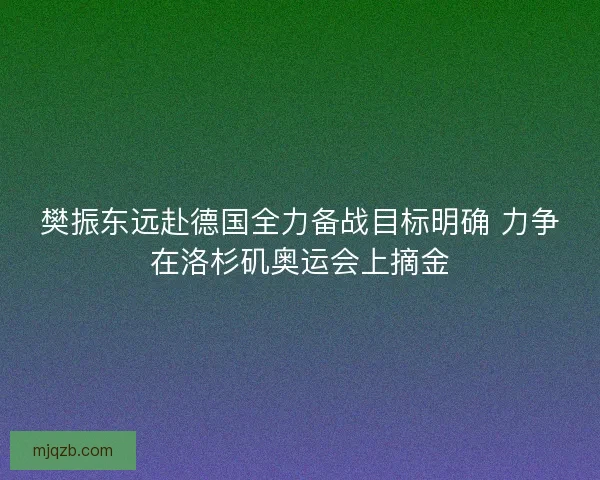 樊振东远赴德国全力备战目标明确 力争在洛杉矶奥运会上摘金